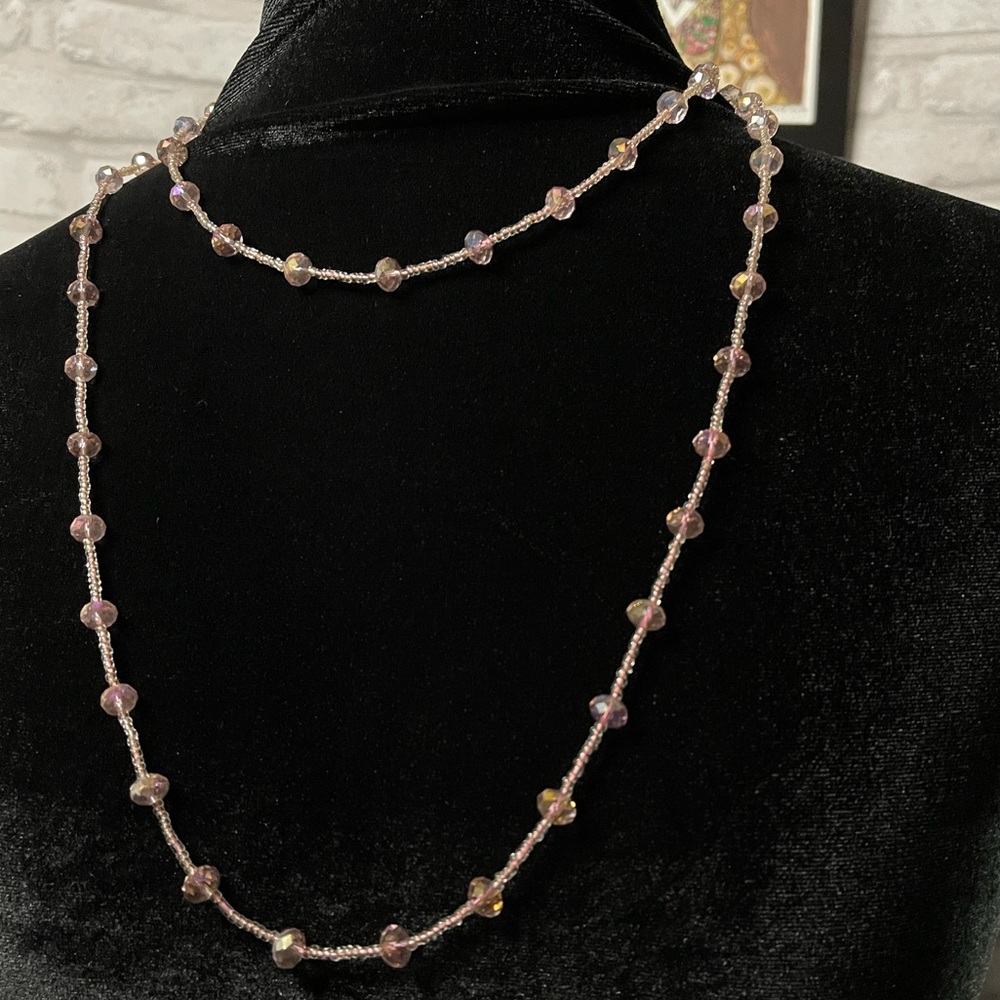 Blush Pink Beaded Necklace